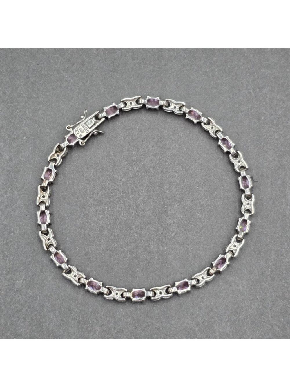 Ross Simons Sterling Silver Pink CZ Tennis Bracelet 8" XOXO Link Statement Piece - Picture 8 of 14